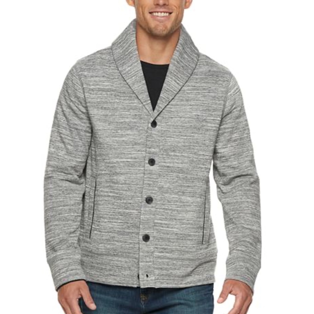 Marc Anthony Slim-Fit Shawl-Collar Sweater Cardigan Light Heather Gray